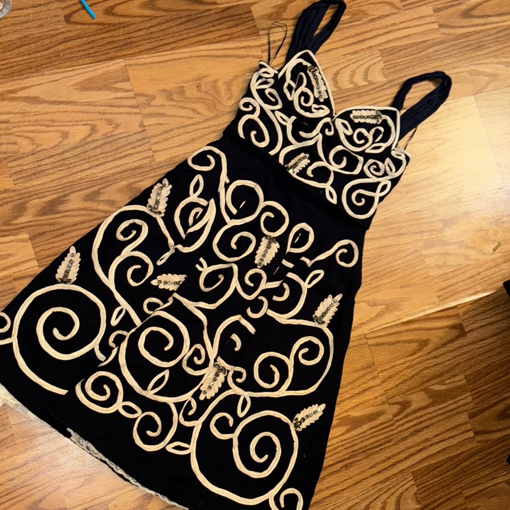 VINTAGE LOUIS VUITTON Elegant embellished Black and Cream Dress
